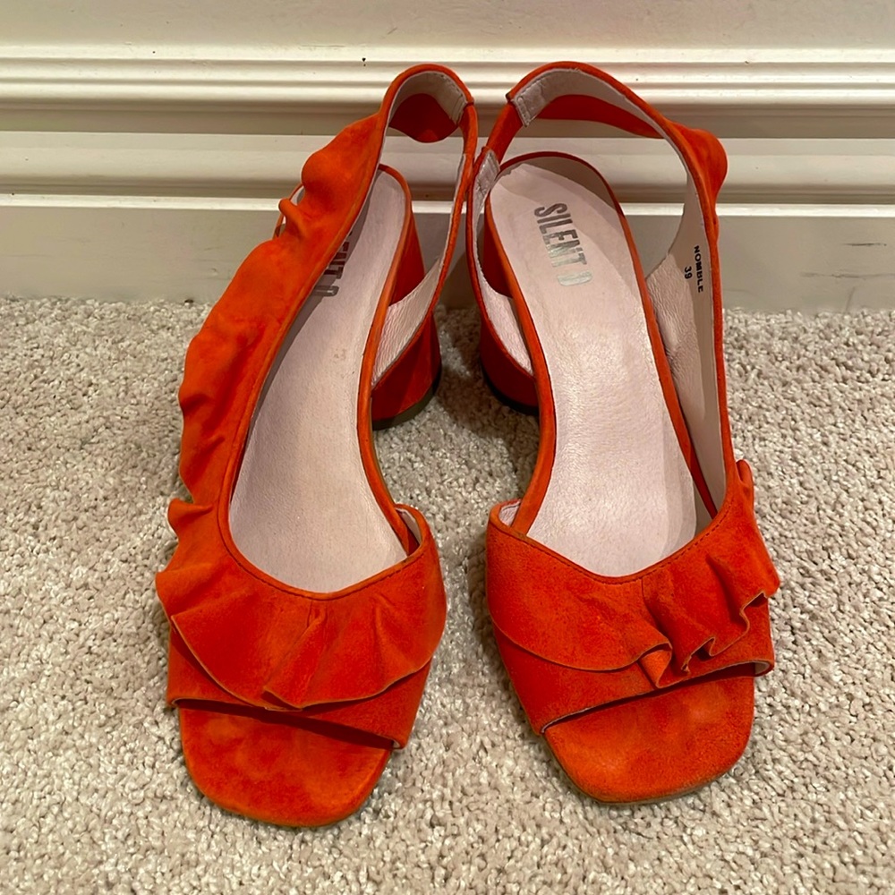 Silent D coral heels